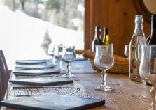 Table set for dinner in catered chalet
