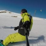 Taking action cam footage on the slopes