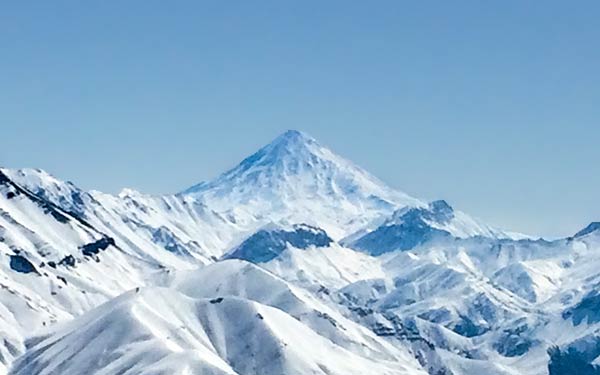 The dormant volcano of Damavand as viewed from the top of Dizin resort