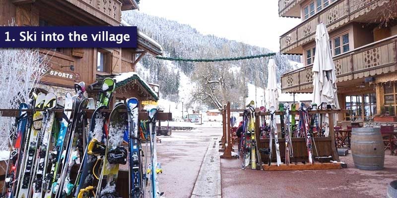 <h3>Skiing into the Village</h3>Le Praz is an authentic village and what better way to enter a village than to ski in to it? It is home to cross country ski routes with gentle gradients and makes you feel as though you are a part of a real French ski resort.<br></br>Skiing back to Le Praz consists of forested red runs, from, although if you feel like finishing your day in another part of the resort, it would be easier to use the buses as transportation rather than skiing till you drop!