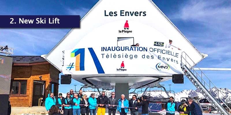 <h3>New Les Envers Lift</h3> NOTICE: The Les Envers lift was opened and worked for a time but closed in 2018 after safety issues were discovered. It is now fully functional and working as of the start of the 19/20 ski season.</br></br>  The <a href="https://www.mountainheaven.co.uk/blog/new-la-plagne-montalbert-ski-lift/">Envers chairlift</a> features modern top and bottom stations with a fantastic pyramid design. It looks quite impressive and futuristic, as well as increasing efficiency and reducing the long queues skiers had to wait in earlier in the year because of delays.<br></br>The run down to the new Les Envers lift offers a network of wooded pistes to explore and get some shelter on a snowy day.