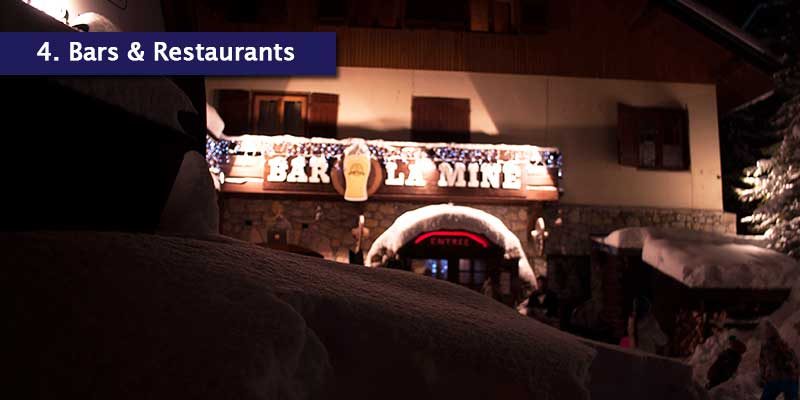 <h3>Spoilt for Choice</h3><a href="http://www.bar-lamine.fr">Bar La Mine</a> is situated in the heart of La Plagne 1800, featuring regular live entertainment and a selection of beers, wines and spirits. Like most pubs and bars in the resort, the atmosphere is one of a kind and you’ll feel right at home.<br></br>Petit Chaperon Rouge is a traditional French chalet-style restaurant located at the bottom of the 1800 chairlift. It has a cosy log fire and provides local dishes. You can combine it with a sleigh ride for a romantic evening too!<br></br>Other places you MUST visit are the Rossa on the Champagny side and Les Coches & Montchavin. You don’t even have to pay for the fantastic views either which is simply a bonus!