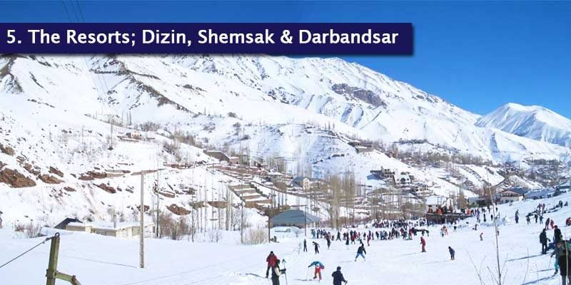 <h3>Iran’s Resorts</h3><p style="position: absolute; display: block; top: 20px;right: 20px; font-size: 18px; font-weight: bold;">2/2</p>Darbandsar is only around 10 minutes from Shemshak and 30 minutes from Dizin. Although Shemshak and Darbandsar are very close to each other, the ski areas are not linked. At the top of the resort, the scenery is truly spectacular with a great view around the Alborz Mountain Range.<br></br>It offers some slopes for off piste skiing and snowboarding and for the extreme skiers, it’s literally heaven. All 3 of the Iranian resorts have something special to offer and it’s an experience you won’t forget.