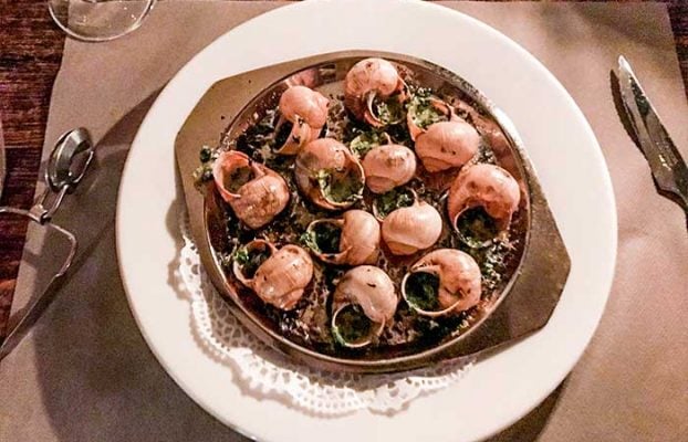 Escargot with garlic sauce, a traditional French classic