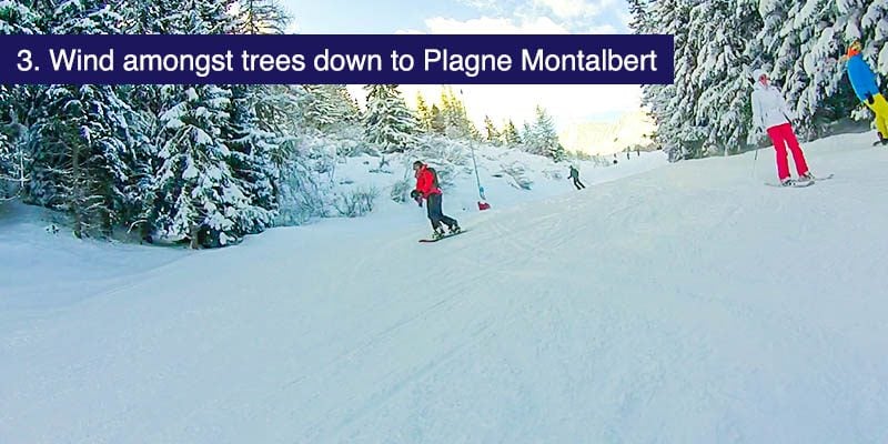 <h3>Wind amongst the trees down to Plagne Montalbert</h3>A varied tangle of red and blue runs make their way through the tress from Plagne Aime 2000 down to <a href="https://www.mountainheaven.co.uk/resorts/france/la-plagne-montalbert" target="_blank">La Plagne Montalbert</a>. There are forest trail characters carved in wood amongst the trees and on snowy days making your way through the woods can be quite magical. There’s a nice bar at the bottom, a favourite refuge on a bad weather day.