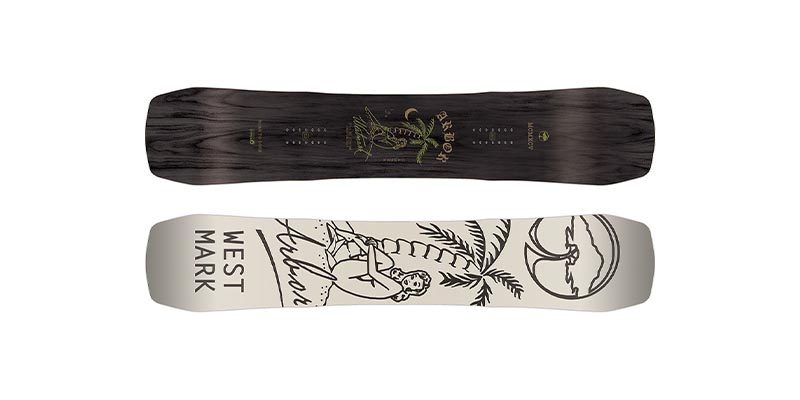 <h3>Freestyle/Park boards</h3> <span style="text-size:15px; font-weight:bold;">Image from Arbor Snowboards<br></span>  These boards are for for grinding rails, hitting kickers and jibbing riding in either direction. They’re a family of freestyle boards with different leanings toward boards for jumps, the half pipe, jibbing or a mix of all the above.<br><br>   <b>Features</b>  <ul> <li>Flexible – Freestyle boards are available with varying degrees of flex from soft to medium soft. If you hit big kickers you want it a bit stiffer than if you jib and pop your way through small obstacles.</li>  <li>Central stance – You’ll always be mounted centrally in a freestyle board. It’s ideal for balance in both directions and in freestyle, that matters</li> <li>Camber – You’ll find a mixture of flat, rocker and hybrid bases that combine these characteristics.</li>  <li>Length – Typically freestyle boards are ridden shorter than normal making the board more manoeuvrable during tricks.</li> <li>Bi-directional – Riding in switch is totally normal in freestyle and the board shapes reflect that.</li> </ul>