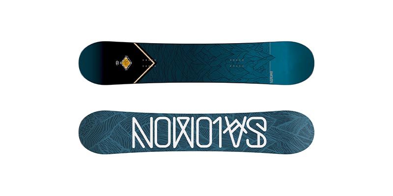 <h3>All-mountain snowboards</h3> <span style="text-size:15px; font-weight:bold;">Image from Salomon<br></span>  The snowboard jack of all trades, an all-mountain board does a bit of everything. The perfect all-mountain board has struck the balance between stiffness and traditional camber that suits speed carving and freeride style boarding and the flexibility and forgiving (Rocker style) camber that suits freestyle boarding. You can’t have a board that’s perfect at both, compromises must be made, as such all-mountain boards are a diverse family of subtly different designs that strike this compromise differently. You’ll see this in the different hybrid camber systems on the various all-mountain boards.<br><br>   <b>Features</b>  <ul> <li>Normally bi-diectional, you can ride in switch</li>  <li>Hybrid camber – A range of hybrid camber profiles dominate all-mountain boards, different camber variations put emphasis on freestyle or free ride characteristics.</li>  <li>Average Flex – all-mountain boards are moderately stiff but the nature of the construction gives them different characteristics.</li>  </ul> All-mountain boards are the ultimate generalists, the vanilla of snowboarding. All-mountain is also available in 2 other exciting flavours, all-mountain freestyle and all-mountain aggressive, let’s take a closer look at those.