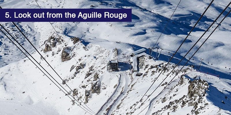 <h3>Look out from the <a href="https://en.lesarcs.com/explore-the-ski-area/the-aiguille-rouge.html" target="_blank" rel="noopener noreferrer">Aguille Rouge at 3226m</a> </h3>The highest point on the pistes of the ski area a favourite for experts, adventurers and photographers. It offers supreme views on a clear day. From the top you can take a 7 km run down with challenging blacks and reds, one of the longest trails in the Alps. Most easily reached from the Varet Gondola from Arc 2000