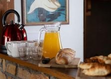 Chalet breakfast spread in catered chalet in La Plagne