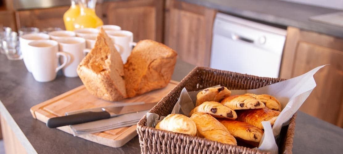 Breakfast pastries as part of the catered chalet service