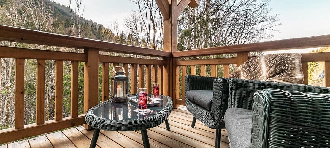 Balcony of luxury catered ski chalet in Morzine