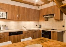 The modern and attractive kitchen is perfect for evening meals 