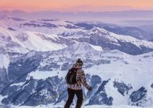 skier in Georgian mountains