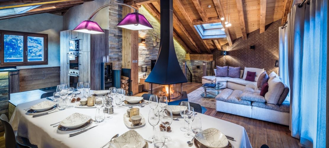 Gorgeous log fire in Chalet Emilie Courchevel