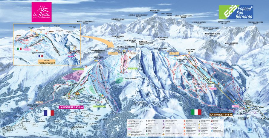 La Rosiere & Espace San Bernardo piste map