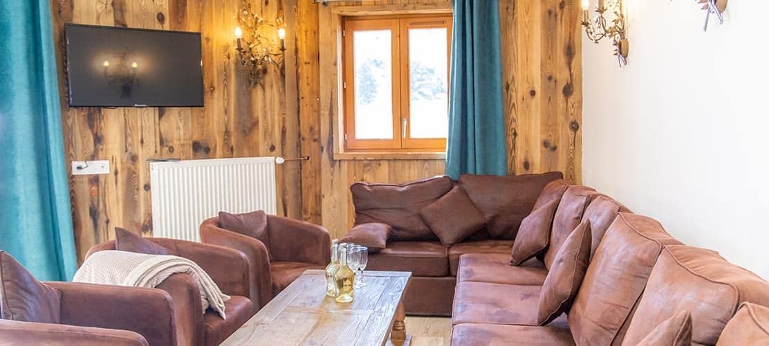 Lounge of catered chalet java of La Plagne