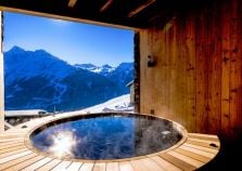 The gorgeous covered hot tub